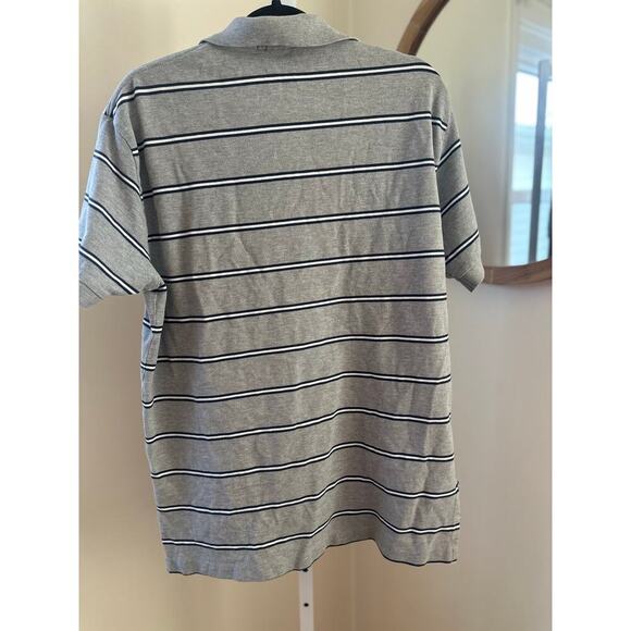 Polo Ralph Lauren Gray Striped Short Sleeve Polo Shirt Classic Casual Large - Picture 2 of 3